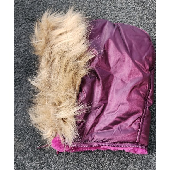 Girls Falls Creek Burgundy Puffer Coat Faux Fur XS 4/5 Removable Hood Winter - Picture 9 of 10